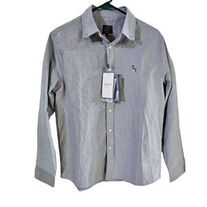 NWT HAZZYS Men Button Grey British Casual Embroidered Dog Logo Preppy Classic